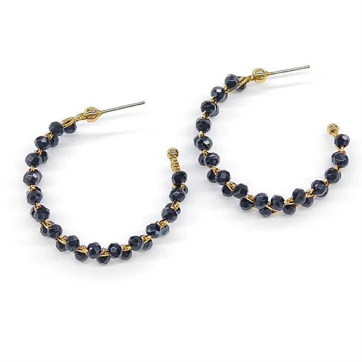 Σκουλαρίκι κρίκοι μαύρες χάντρες